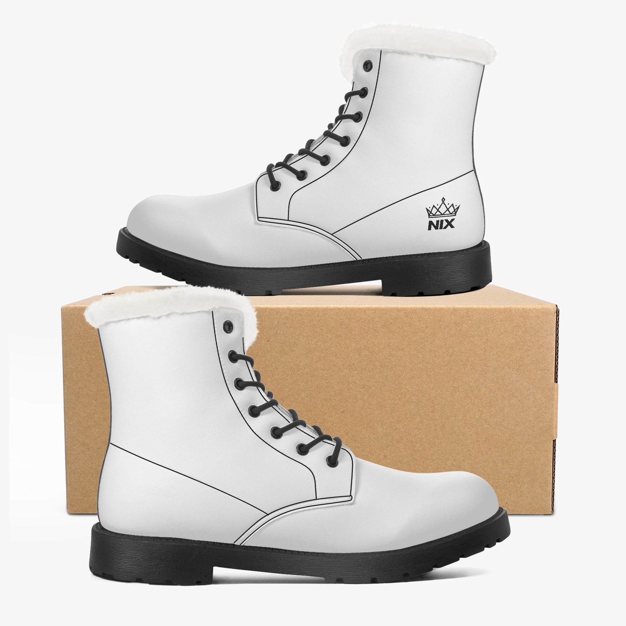Botas de couro de pele sintética