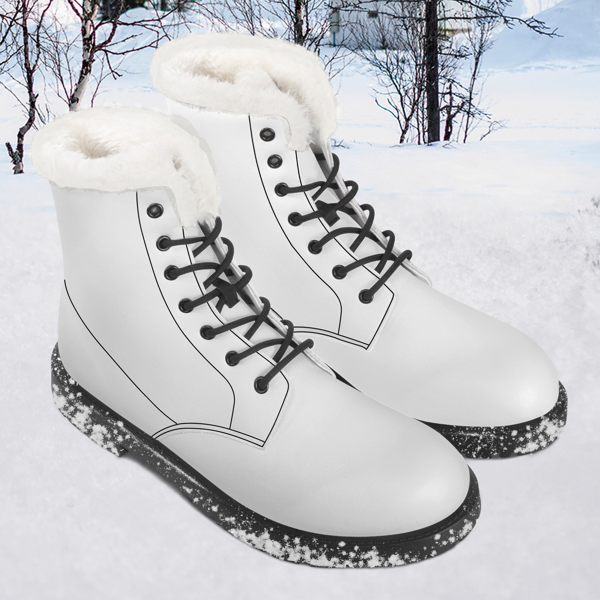 Botas de couro de pele sintética
