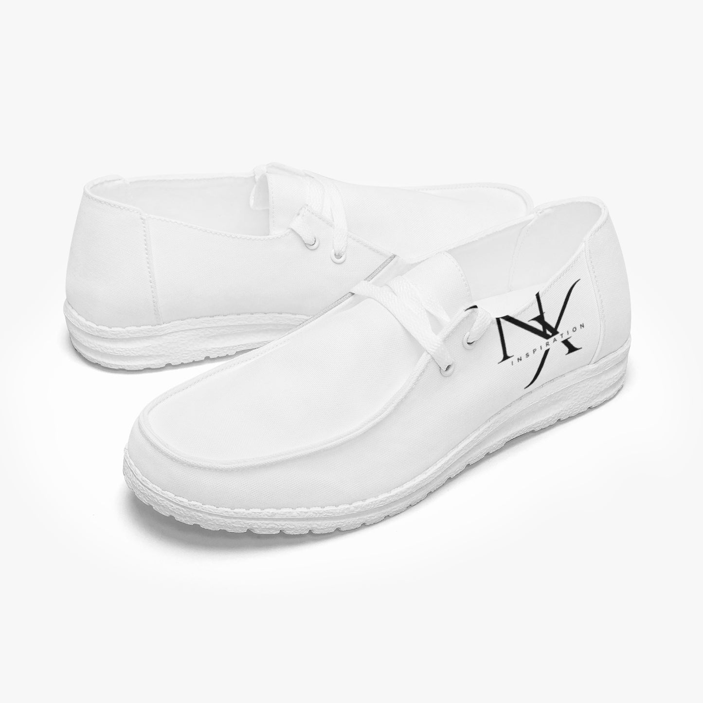 Mocassins de lona modernos com cordões Branco