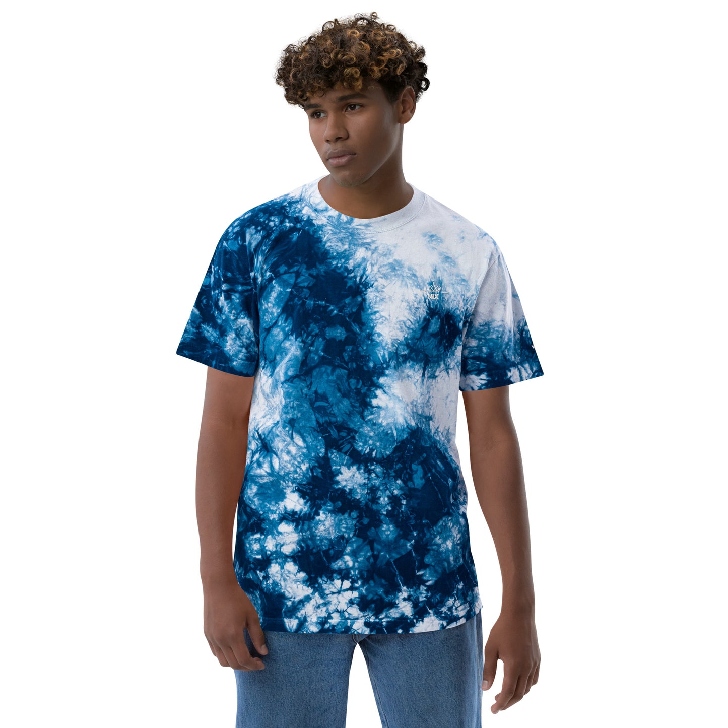 Navy White oversize tie-dye T-shirt